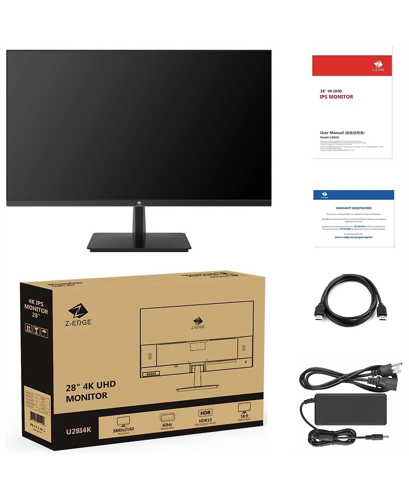 Z-edge 28 inch 4K Ultra Hd 3840x2160 120Hz 4ms Ips Gaming Monitor, Hdmi x2, DisplayPort x2, Support FreeSync