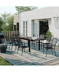 Mondawe 9-Piece Steel Mesh Table And Chair Set With 8 Pcs Steel Mesh Dining Chairs