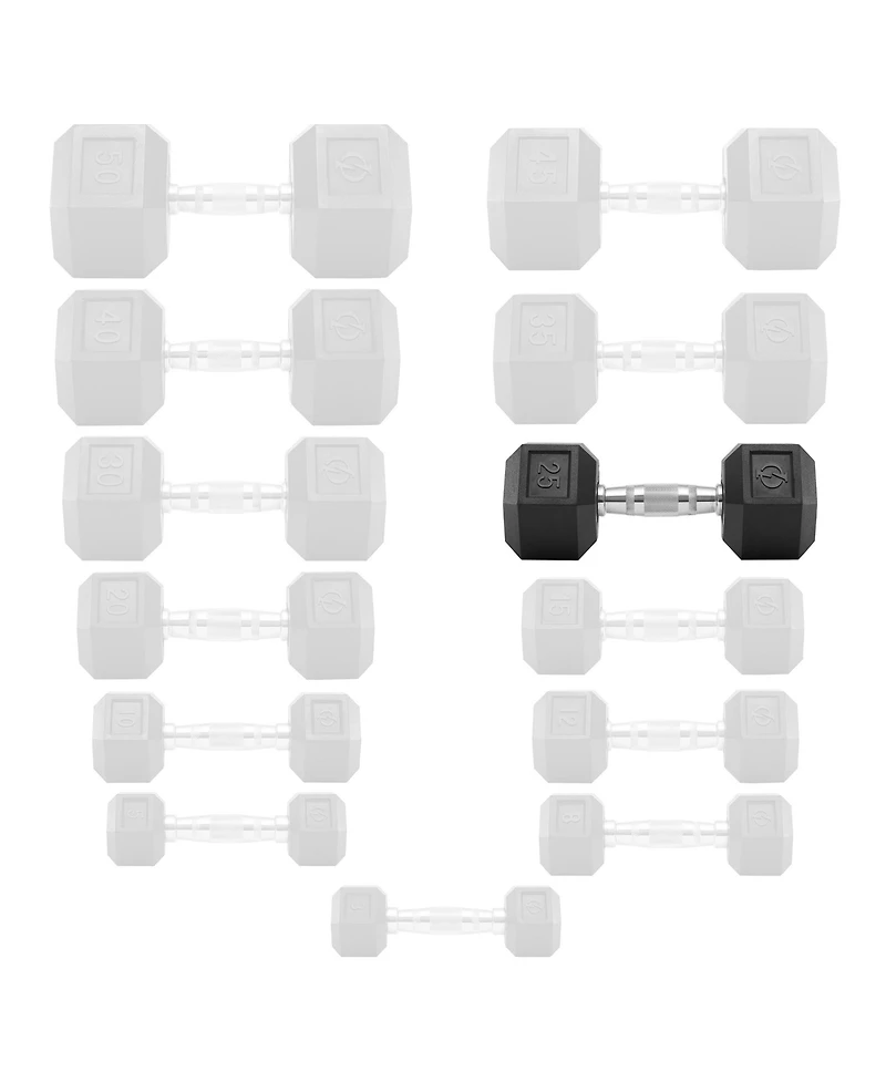 Philosophy Gym Rubber Coated Hex Dumbbell Hand Weight, 25 lbs