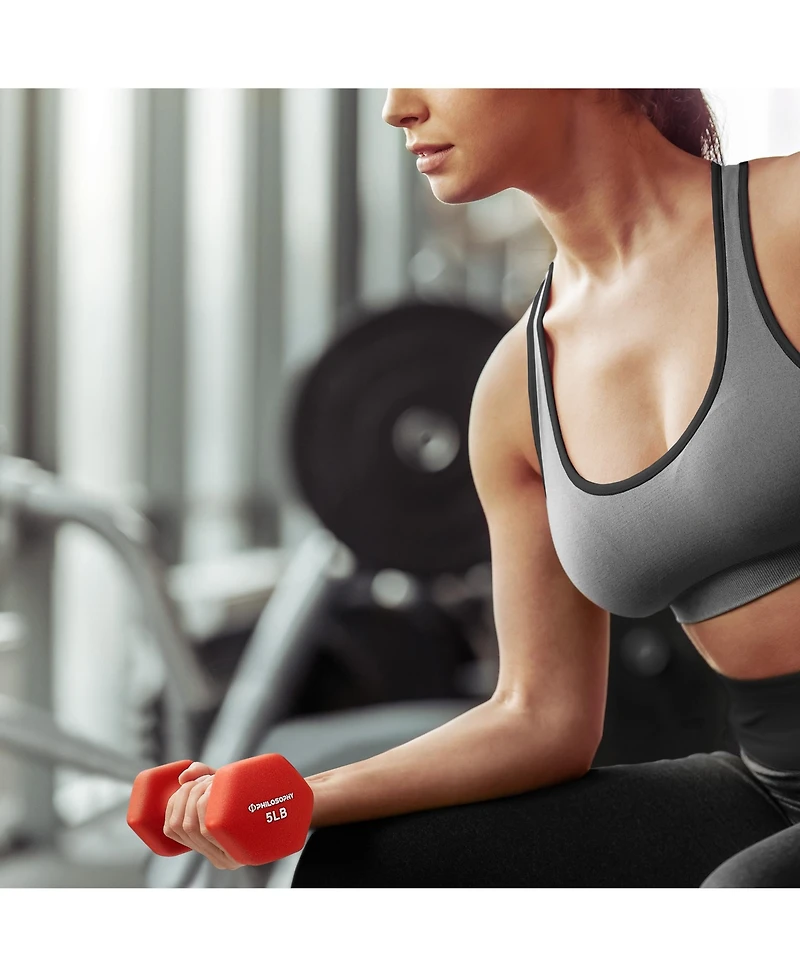 Philosophy Gym Neoprene Dumbbell Hand Weights with Stand, lbs ( lb, 3 lb