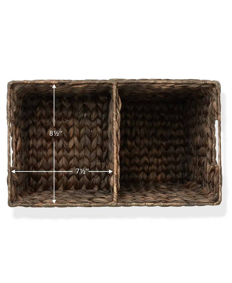 Casafield Stair Basket with Handles, Natural - Woven Water Hyacinth Staircase Step Organizer Bin