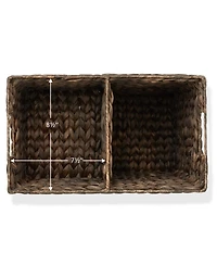 Casafield Stair Basket with Handles, Natural - Woven Water Hyacinth Staircase Step Organizer Bin