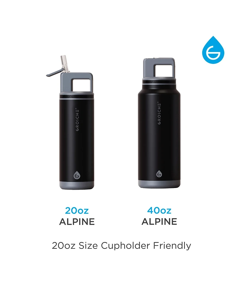 Grosche Alpine Flip 'N Sip Insulated Water Bottle with Straw 2pk 20 Oz + 40