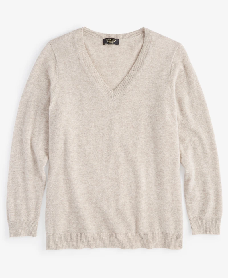 Charter Club Plus 100% Cashmere V-Neck Sweater, Macy's Exclusive