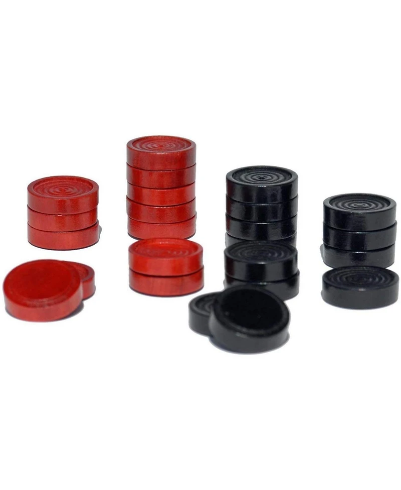 We Games 14 in. Red and Black Solid Wood Checkers Set, Grooves in Board