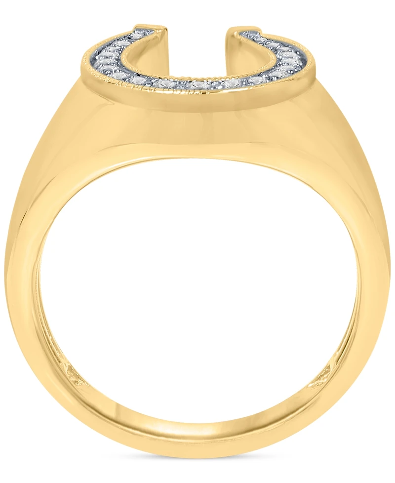 Men's Diamond Horseshoe Ring (1/3 ct. t.w.) in 14k Gold-Plated Sterling Silver