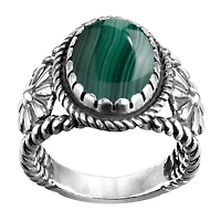 American West Jewelry Sterling Silver Women's & Men's Ring Genuine Gemstone Native-Inspired Flower Design Sizes 5- 10