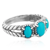 American West Jewelry Sterling Silver Women's Ring with Genuine Gemstone, 3-Stone Design, Sizes 5-10