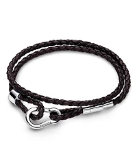 Pandora Brown Braided Double Leather Bracelet