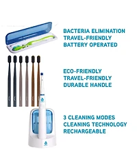 Pursonic Family Dental Bundle: Rechargeable Electric Toothbrush, 6 Eco Cedarwood Brushes & Portable Uv Sanitizer