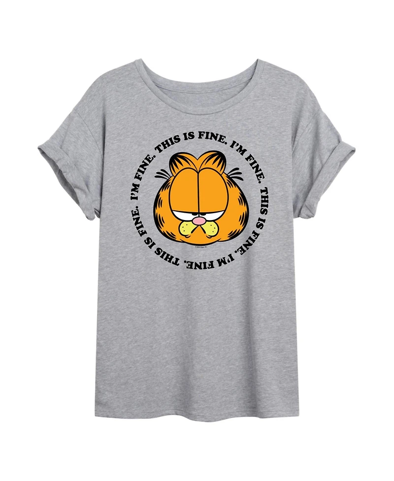 Hybrid Apparel Trendy Juniors Garfield Fine Graphic Oversized Tee