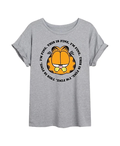 Hybrid Apparel Trendy Juniors Garfield Fine Graphic Oversized Tee