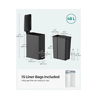 Slickblue 12.7 Gallon Garbage Can For Narrow Spaces With Soft-close Lid