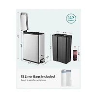 Slickblue 12.7 Gallon Garbage Can For Narrow Spaces With Soft-close Lid