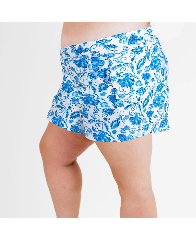 Calypsa Women's Plus Classic Fit Swim Shorts With Panty