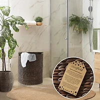 Casafield Half Moon Laundry Hamper with Lid and Removable Liner Bag - Natural, Woven Water Hyacinth Basket Sorter for Clothes