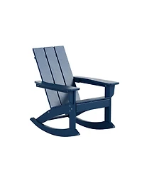 WestinTrends 3 Piece Set Outdoor Modern Rocking Chairs with Square Side Table