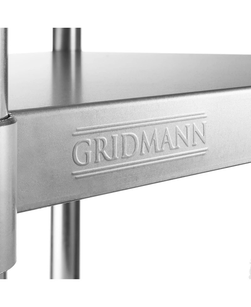 Gridmann 36 x 24 Inch Stainless Steel Table w/ Backsplash and Undershelf, Nsf Commercial Kitchen Work & Prep Table