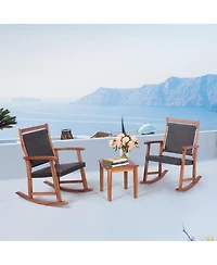 Gymax 3PCS Patio Rocking Chair & Table Set Outdoor Conversation Bistro Set