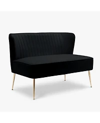 Mid Century Modern Tufted Velvet Loveseat Sofa Accent Chair Set