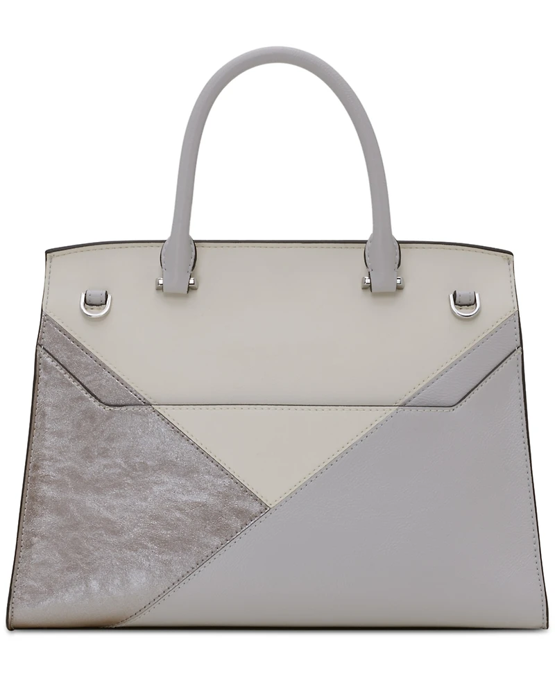 Calvin Klein Becky Metallic Colorblock Turnlock Convertible Satchel
