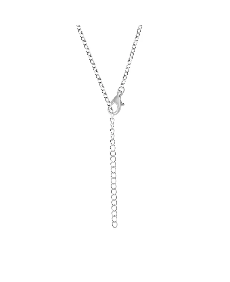 Disney Lilo and Stitch Fashion Stitch Pave Pendant Necklace, 16+3" Silver Chain