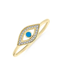Bling Jewelry Minimalist Midi Knuckle 1MM Band Stackable Delicate Cz Halo Evil Eye Ring Sterling Silver