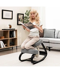 Costway Rocking Kneeling Chair Ergonomic Posture Correcting Back Pain Padded Cushion