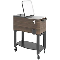 Outsunny Patio Cooler Cart with Bottle Opener 60 Qt. Rolling Ice Chest