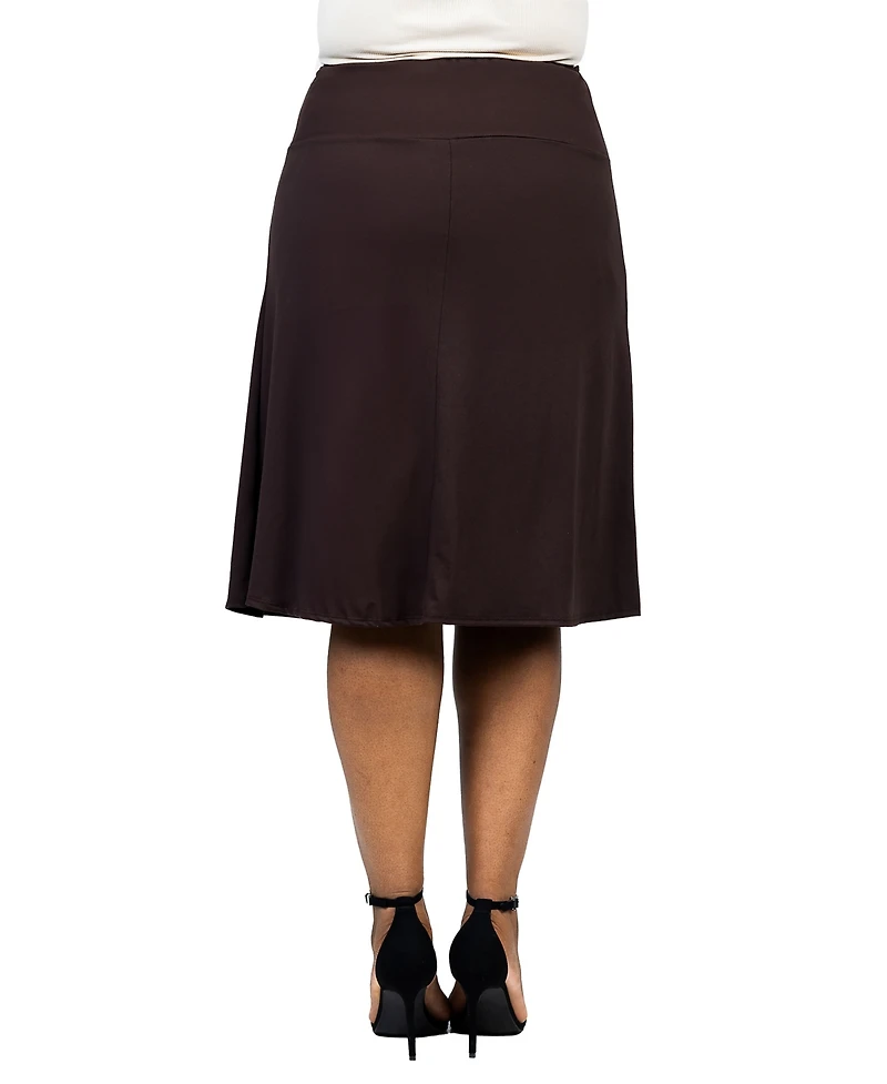 24seven Comfort Apparel Plus A Line Elastic Waist Skirt