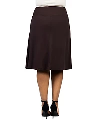 24seven Comfort Apparel Plus A Line Elastic Waist Skirt