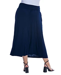 24seven Comfort Apparel Plus Foldover Maxi Skirt With Pockets