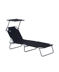 Outsunny Outdoor Chaise Lounge ning Chair, Folding W/ Sun Shade,