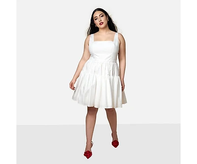 Rebdolls Women's Plus Size Peony Corset Mini Skater Dress