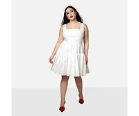 Rebdolls Women's Plus Size Peony Corset Mini Skater Dress