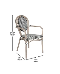 Merrick Lane Mael Set Of Two Stacking Thonet Bistro Style Chair With Arms, Textilene Seat