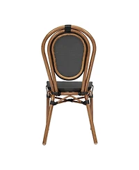 Merrick Lane Mael Set Of Two Stacking Thonet Bistro Style Chair With Textilene Seat And Bamboo Finished Metal Frame For Indoor/Outdoor Use