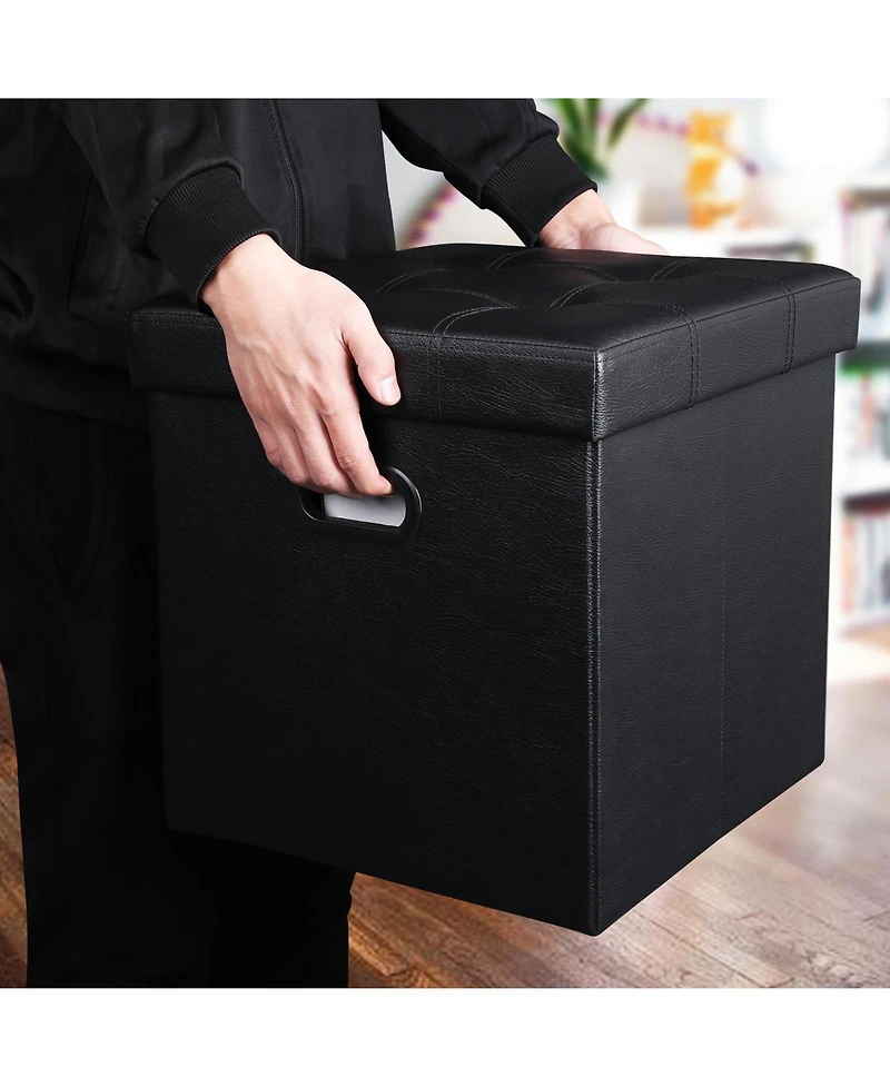 Slickblue Faux Leather Storage Ottoman