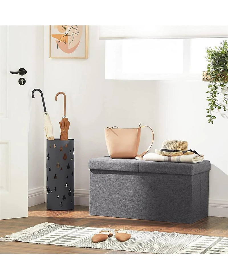 Slickblue 21.1-Gal Storage Ottoman Bench, Folding Storage Chest, Footstool with Flip-Up Lid, Padded Seat