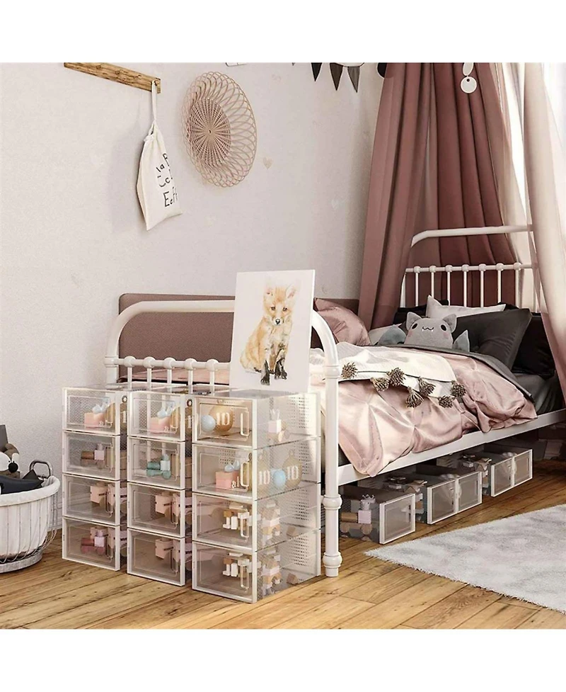 Slickblue Pack Of 18 Stackable Shoe Storage Organizers, Versatile And Foldable For Sneakers