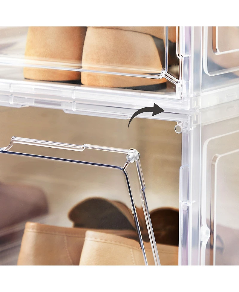 Slickblue Shoe Organizers, Set Of 12, Plastic Shoe Storage With Clear Door