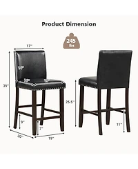 Sugift Set of 2 Bar Stools with Back for Kitchen Island