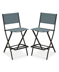 Sugift Folding Bar Stools Set of 2 Backrest Humanized Footrest