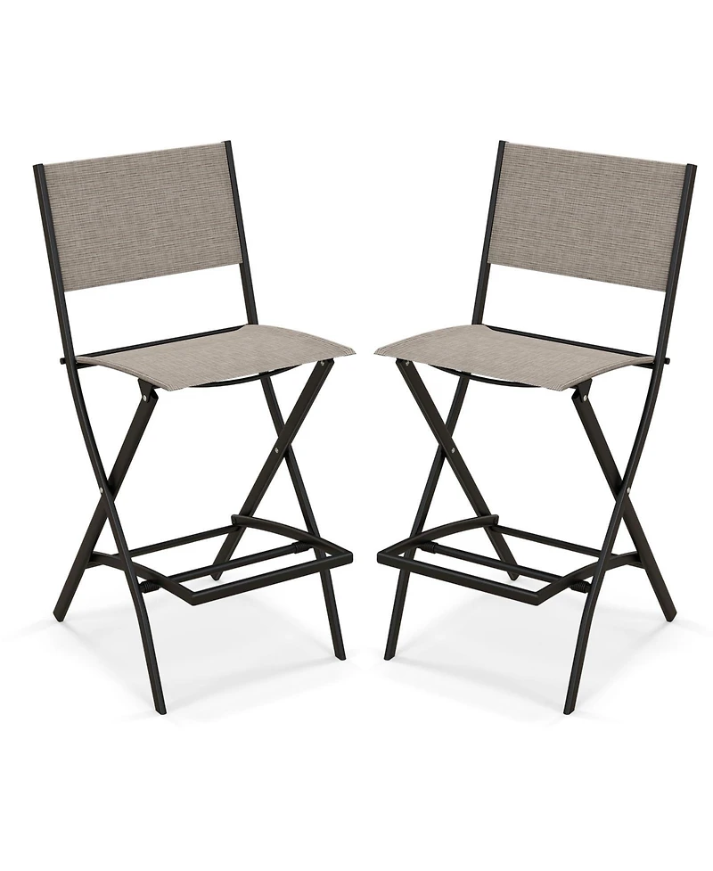 Sugift Folding Bar Stools Set of 2 Backrest Humanized Footrest