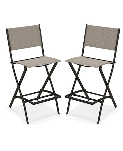 Sugift Folding Bar Stools Set of 2 Backrest Humanized Footrest