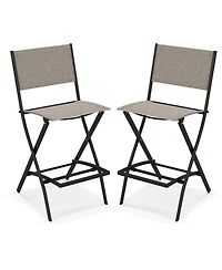 Sugift Folding Bar Stools Set of 2 Backrest Humanized Footrest