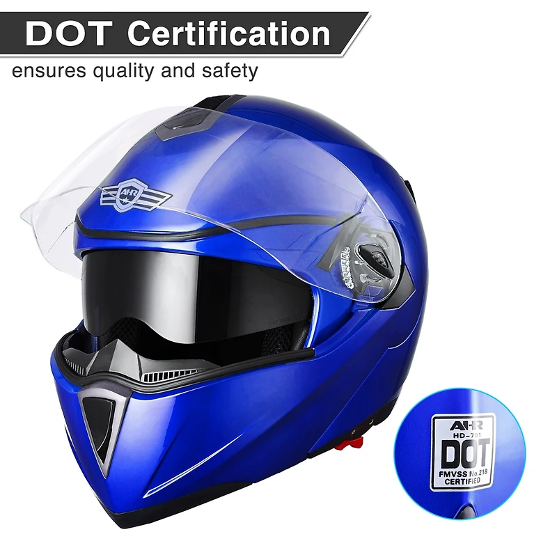 Ahr Run-m Full Face Flip up Modular Motorcycle Helmet Dot Approve Dual Visor Motocross Matt Black Xl