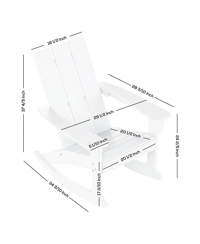 WestinTrends 5-Piece Modern Adirondack Outdoor Rocking Chair with Side Table Set