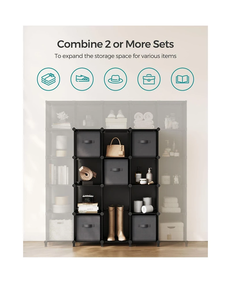 Slickblue Cube Storage Organizer with Storage Boxes, Customizable Shape, Bedroom, Living Room-9 Cubes