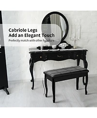 Sugift Solid Wood Pu Leather Piano Bench with Storage